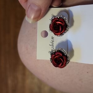 Red Rose Earrings